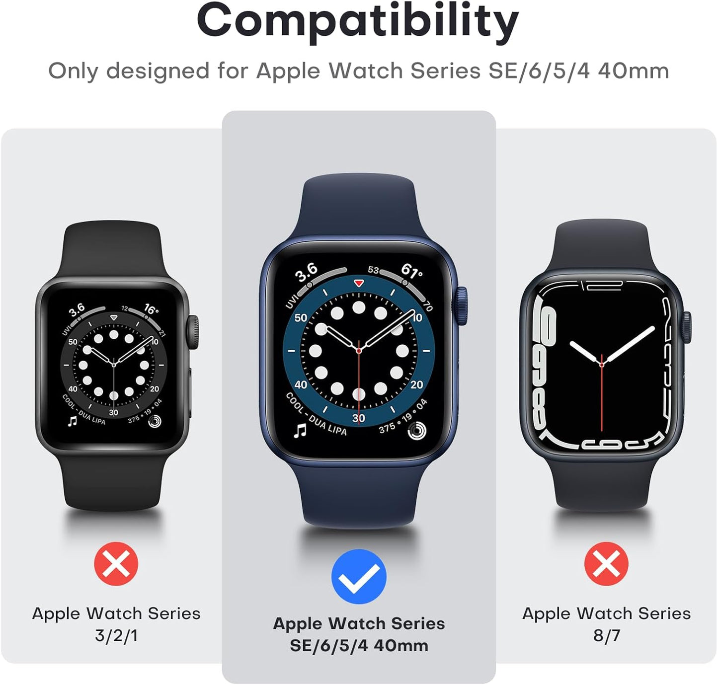 Ultimate 2 Pack Hard Case for Apple Watch SE/Series 4/5/6 - Includes Durable Tempered Glass Screen Protector - Scratch Resistant Slim Cover in Stylish Blue