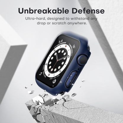 Ultimate 2 Pack Hard Case for Apple Watch SE/Series 4/5/6 - Includes Durable Tempered Glass Screen Protector - Scratch Resistant Slim Cover in Stylish Blue