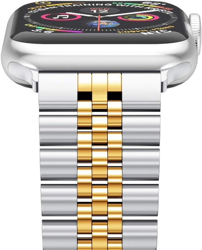 Elevate Your Style with Our Adjustable Stainless Steel Apple Watch Bands - Compatible with Series 11/10/9/8/7/6/5/4/3/2/1 in Silver and Gold