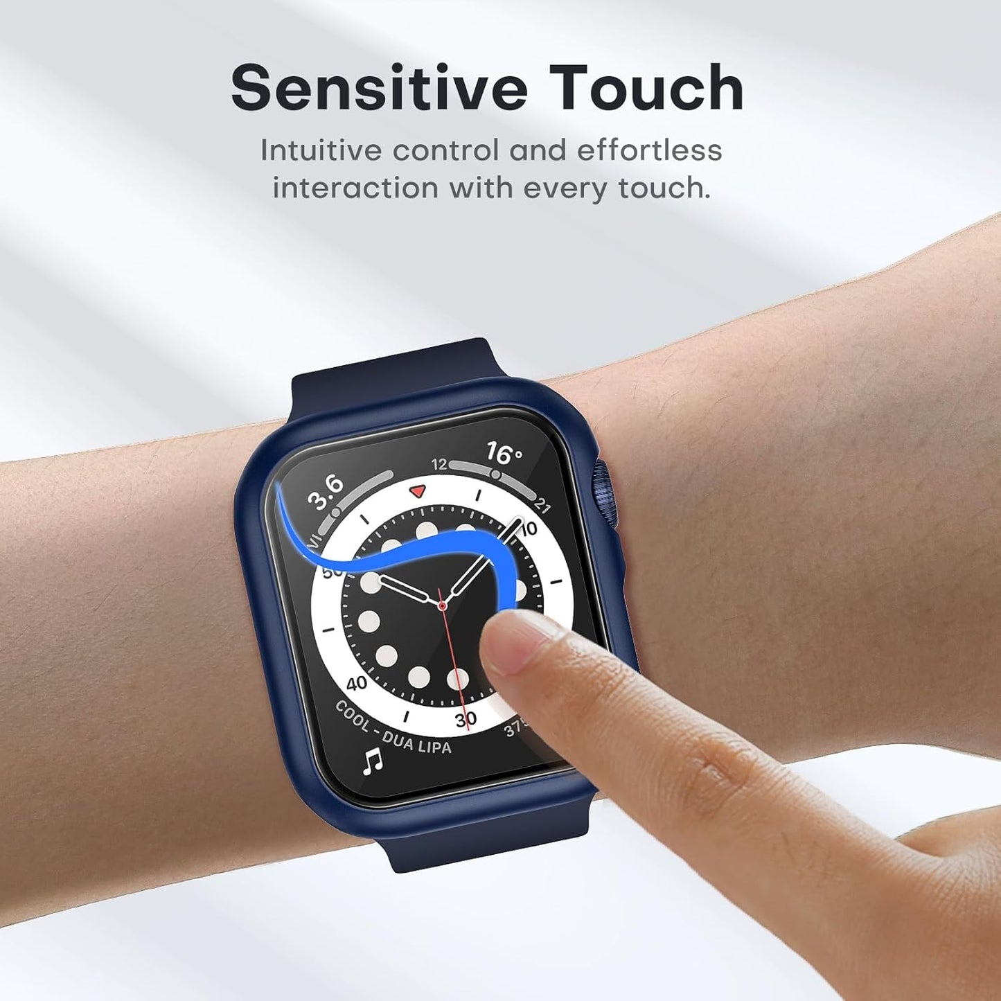 Ultimate 2 Pack Hard Case for Apple Watch SE/Series 4/5/6 - Includes Durable Tempered Glass Screen Protector - Scratch Resistant Slim Cover in Stylish Blue