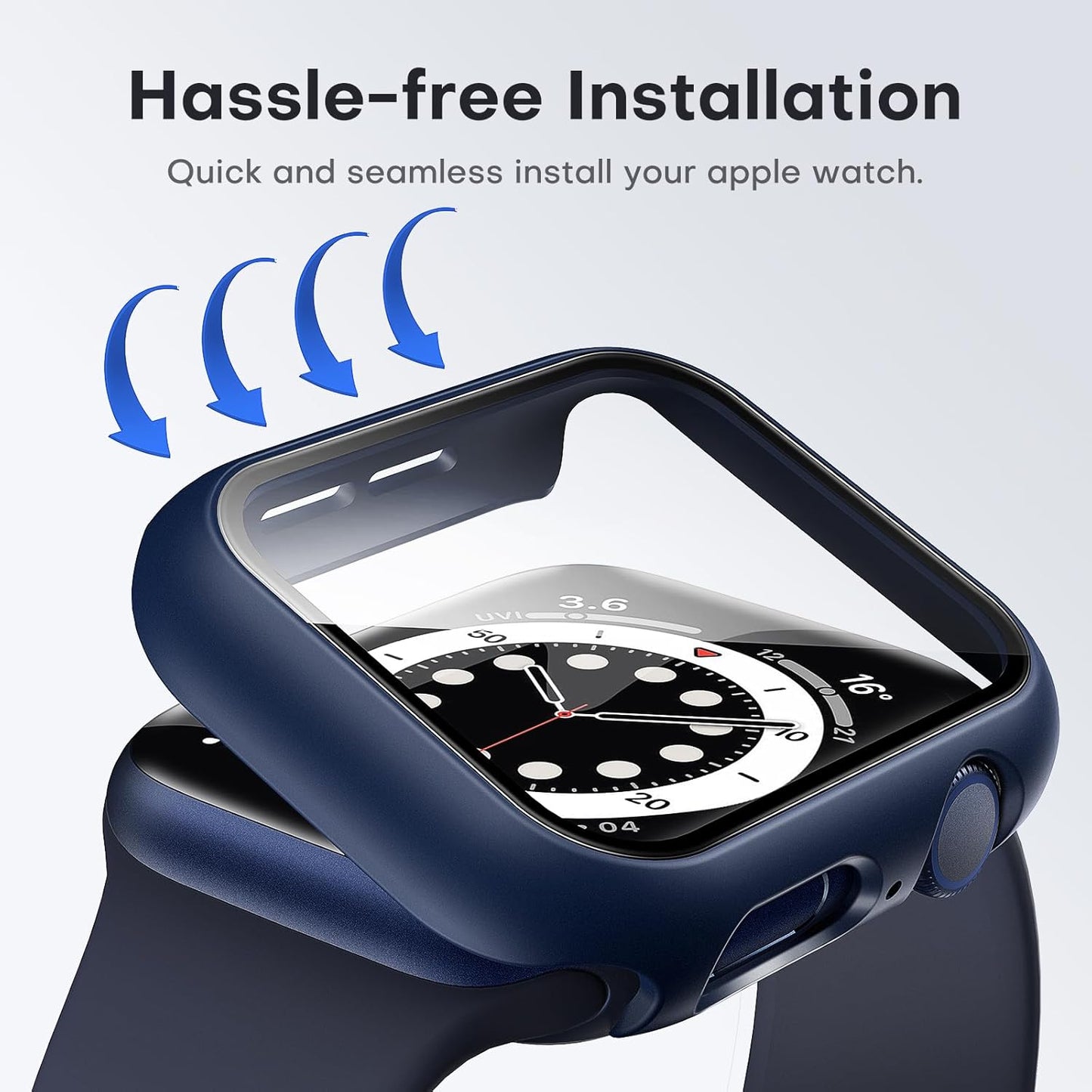 Ultimate 2 Pack Hard Case for Apple Watch SE/Series 4/5/6 - Includes Durable Tempered Glass Screen Protector - Scratch Resistant Slim Cover in Stylish Blue