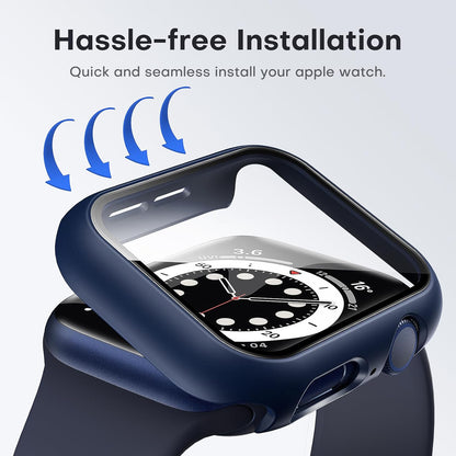 Ultimate 2 Pack Hard Case for Apple Watch SE/Series 4/5/6 - Includes Durable Tempered Glass Screen Protector - Scratch Resistant Slim Cover in Stylish Blue