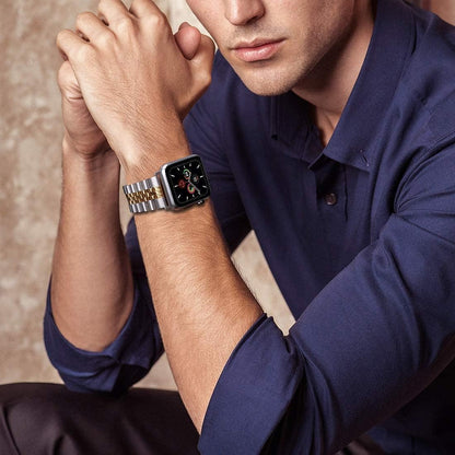 Elevate Your Style with Our Adjustable Stainless Steel Apple Watch Bands - Compatible with Series 11/10/9/8/7/6/5/4/3/2/1 in Silver and Gold
